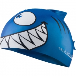 Czepek dziecięcy z nadrukiem SHARK rekin niebieski Aqua-Speed