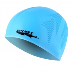 Jednokolorowy czepek silikonowy z tłoczeniem SE25 jasnoniebieski SPURT